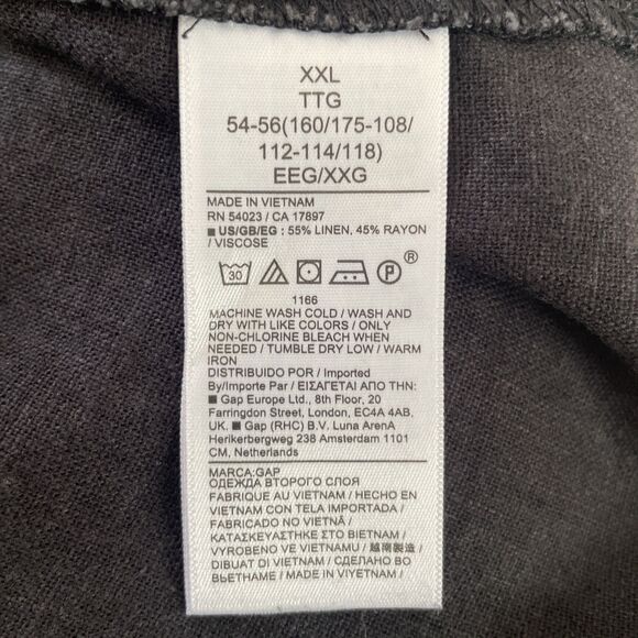 GAP Maxi Dress XXL Black Linen Blend High Neck Tie Boho Beachy Romantic Classic - Picture 7 of 8